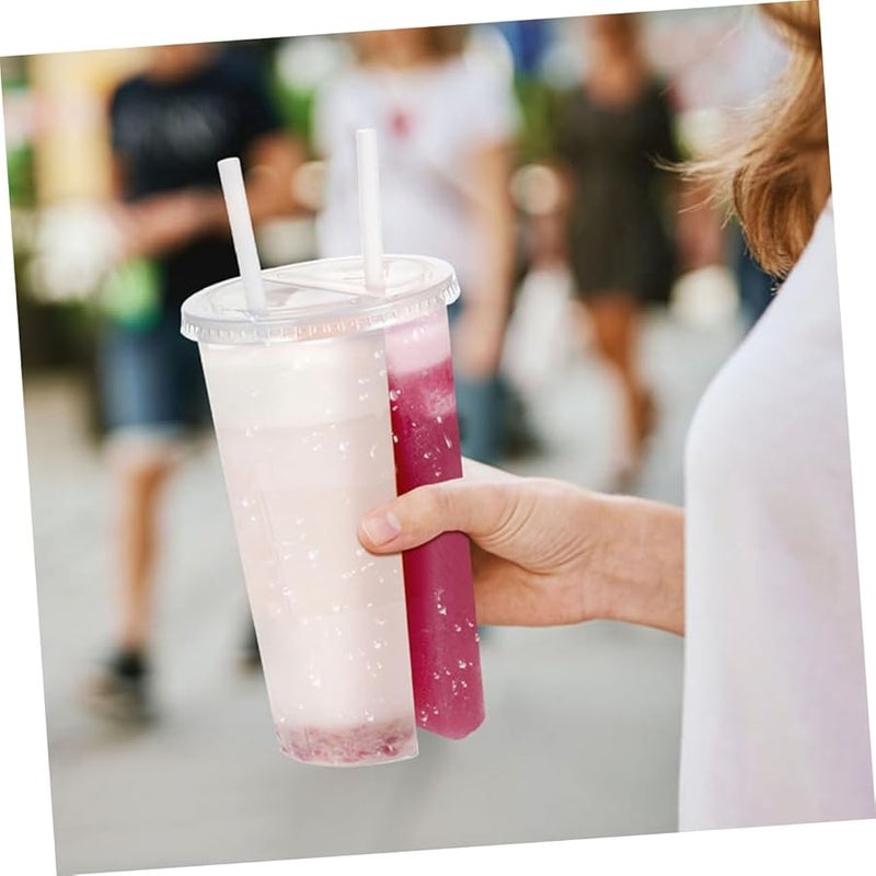 Valentines Day Disposable Dual Compartment Cups With Lids 12PCS Transparent For Milk Tea - Image 4
